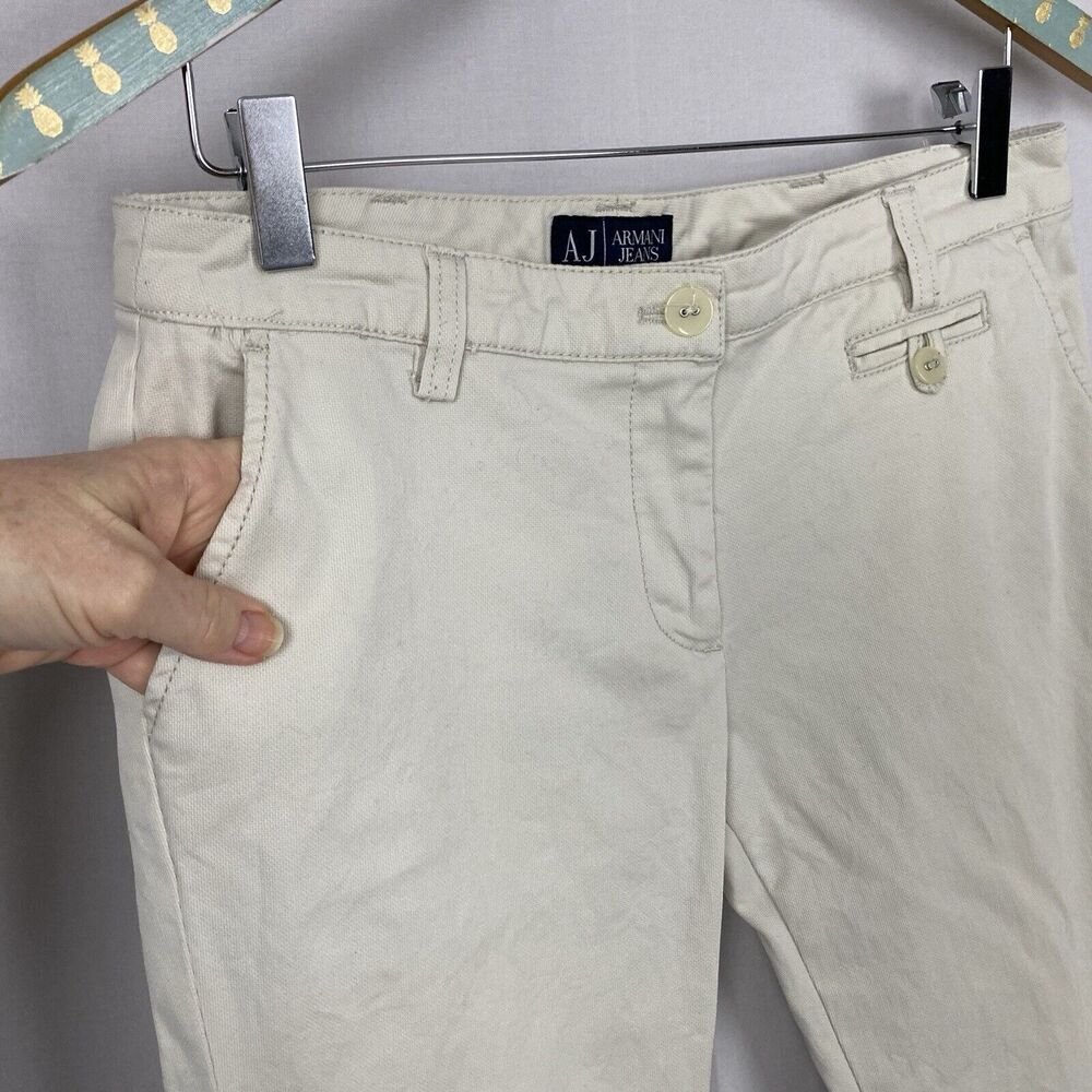 Armani Jeans Womens 28 Beige Mid Rise Ankle Straight Stretch 30x27 Neutral AJ - Picture 4 of 16